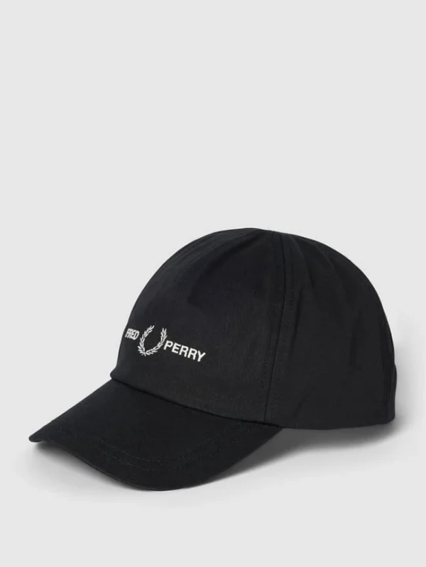 Fred Perry Basecap Mit Label-Stitching Modell ‘GRAPHIC BRANDED TWILL CAP’ – Schwarz 1