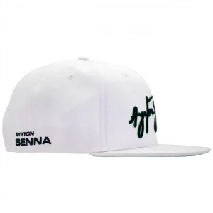 Ayrton Senna Cap Senna Unterschrift Flat Brim Weiß 9